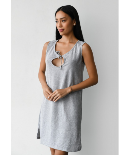 Нічна сорочка для вагітних та годування XS-XL Мамин Дом Simple 24126 - Сірий thumbnail